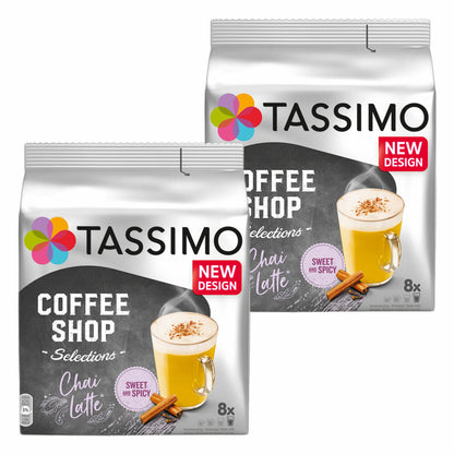 Tassimo Chai Latte 2er Set, Coffee Shop Selections, Chai Tee, Heißgetränk, 2 x 8 T-Discs / Portionen