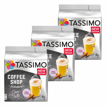 Tassimo Chai Latte 3er Set, Coffee Shop Selections, Chai Tee, Heißgetränk, 3 x 8 T-Discs / Portionen