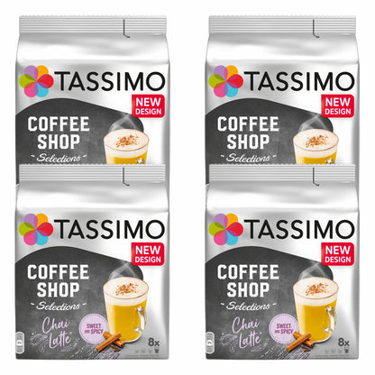 Tassimo Chai Latte 4er Set, Coffee Shop Selections, Chai Tee, Heißgetränk, 4 x 8 T-Discs / Portionen