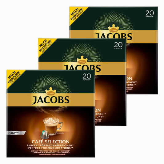 Jacobs Café Selection, 3er Pack, Kaffeekapseln, Nespresso Kompatibel, Kaffee, 3 x 20 Kapseln á 5.2 g