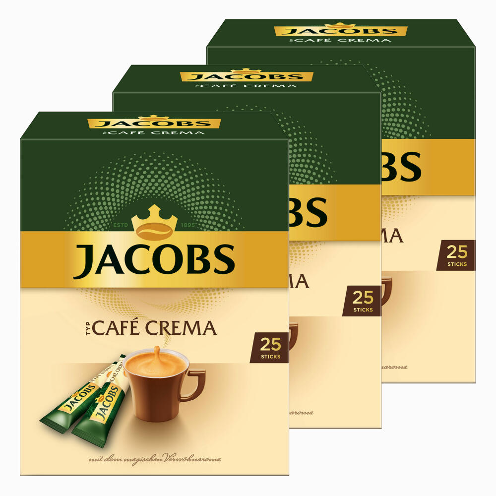 Jacobs Typ Café Crema, 3er Pack, löslicher Kaffee, Instantkaffee, Instant, 3 x 25 Portionen
