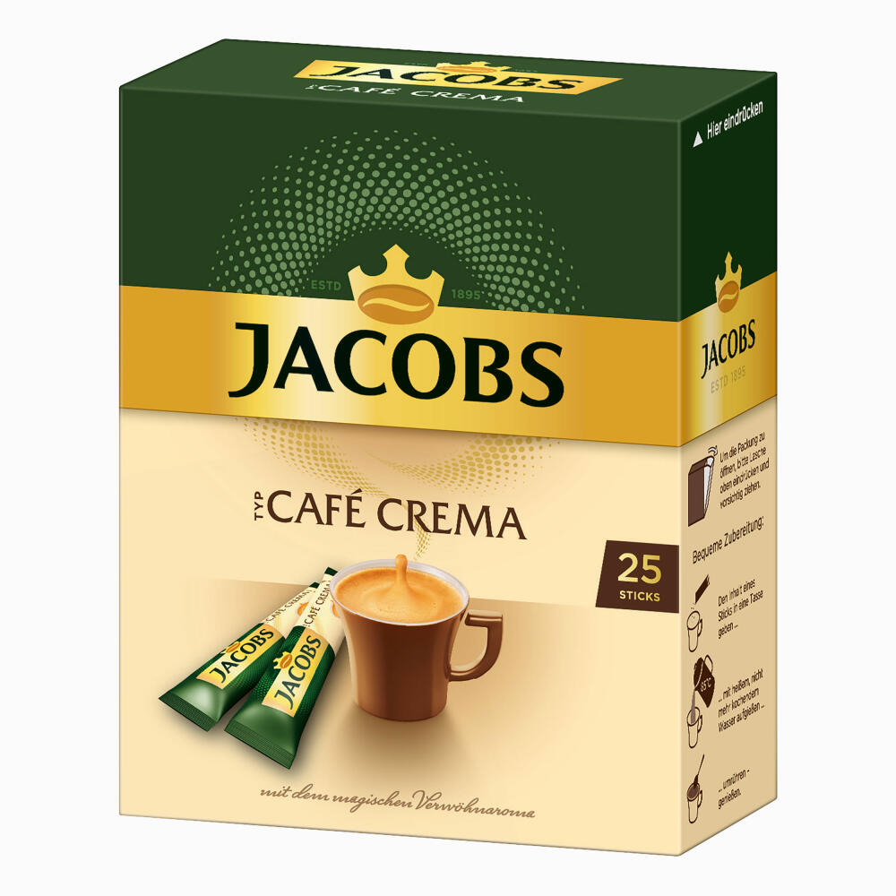 Jacobs Typ Café Crema, 3er Pack, löslicher Kaffee, Instantkaffee, Instant, 3 x 25 Portionen