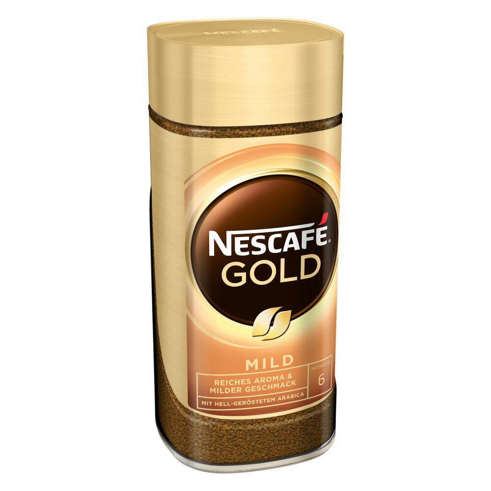 Nescafé Gold Mild, instant coffee beans, coffee, ground roasted coffee, glass, 100 g
