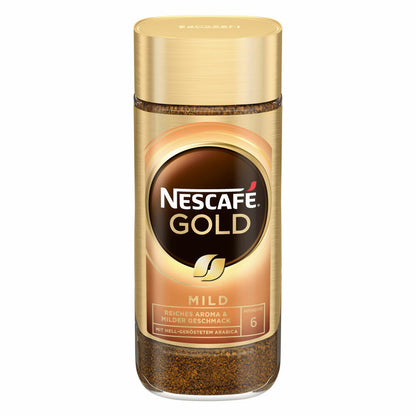 Nescafé Gold Mild, instant coffee beans, coffee, ground roasted coffee, glass, 100 g