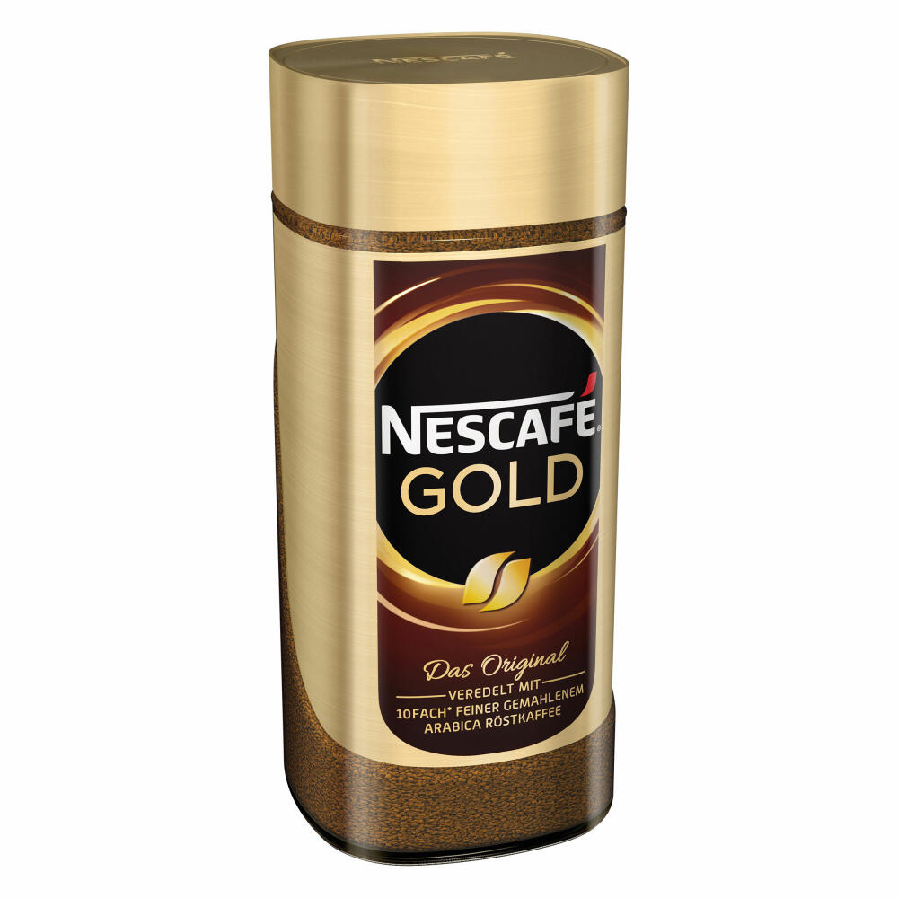 Nescafé Gold Das Original, löslicher Bohnenkaffee, Kaffee, gemahlener Röstkaffee, Glas, 10 x 100 g
