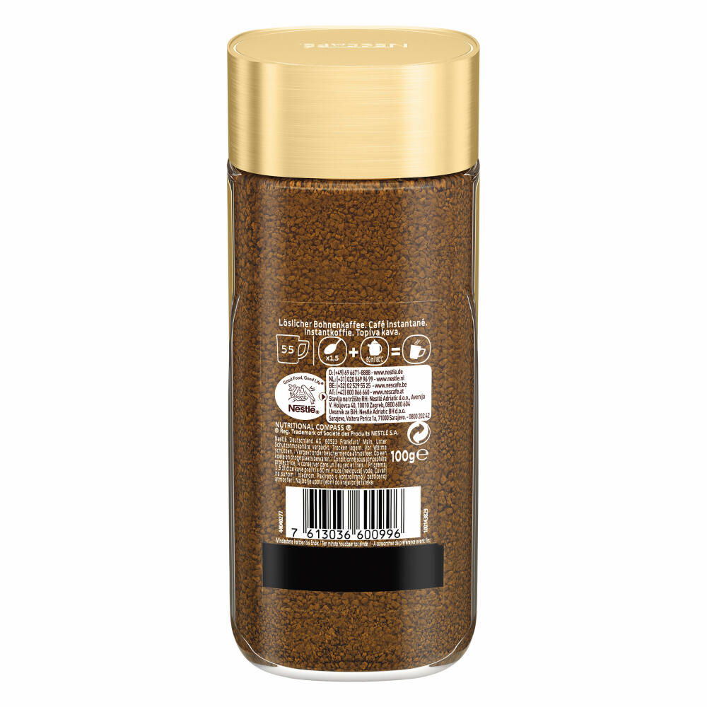 Nescafé Gold Typ Espresso, löslicher Bohnenkaffee, Kaffee, gemahlener Röstkaffee, Glas, 100 g