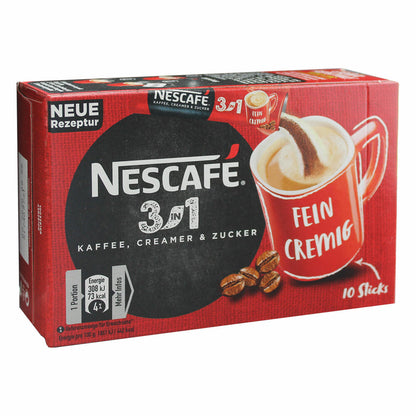 Nescafé 3in1 Sticks, Instant Coffee with Creamer and Sugar, Instant Coffee, 10 Portion Sticks