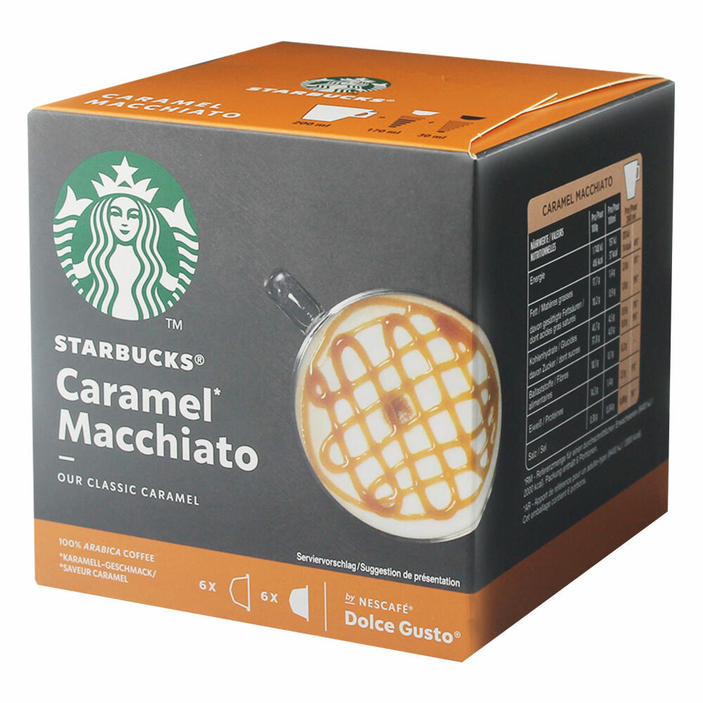Nescafé Dolce Gusto Starbucks Caramel Macchiato, Latte Macchiato mit Karamell, Kaffeekapsel, Röstkaffee, 12 Kapseln