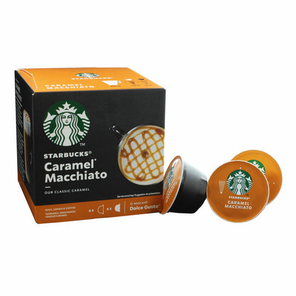 Nescafé Dolce Gusto Starbucks Caramel Macchiato 3er Set, Latte Macchiato mit Karamell, Kaffeekapsel, Röstkaffee, 3 x 12 Kapseln