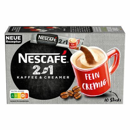 Nescafé 2in1 Sticks, Instant Coffee with Creamer, Instant Coffee, 10 Portion Sticks