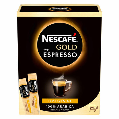 Nescafé Gold Typ Espresso, Sticks, Löslicher Kaffee, Instantkaffee, Instant, Stick, 25 x 1.8g, 012408223