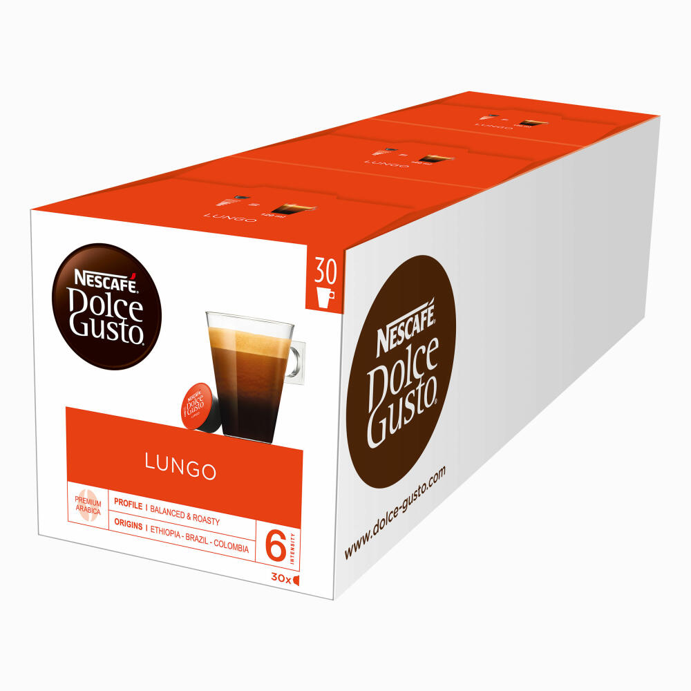 Nescafé Dolce Gusto Caffè Lungo storage box, set of 3, coffee, coffee capsules, 3 x 30 capsules