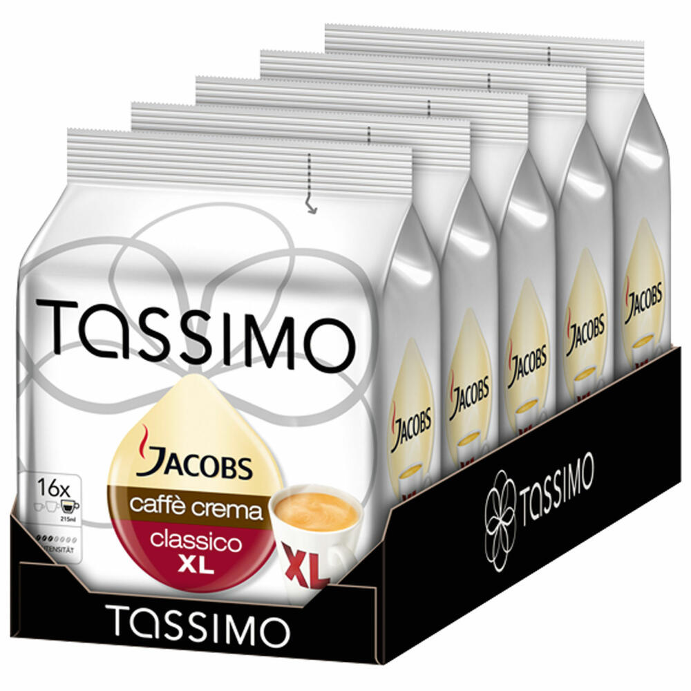 Tassimo Jacobs Caffè Crema Classico XL Coffee Coffee Capsule Ground Roasted Coffee 5 Pack 5 x 16 T-Discs