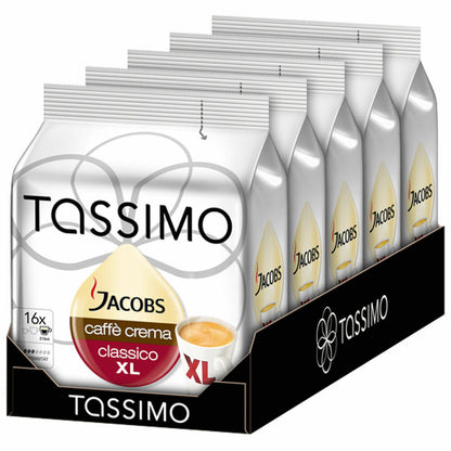 Tassimo Jacobs Caffè Crema Classico XL Coffee Coffee Capsule Ground Roasted Coffee 5 Pack 5 x 16 T-Discs