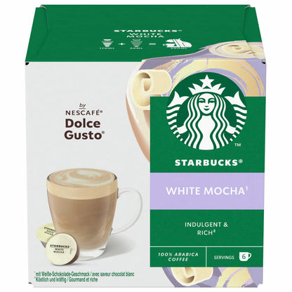 Nescafé Dolce Gusto Starbucks White Mocha, Weiße Schokolade Geschmack, Kaffeekapseln, 6 Portionen