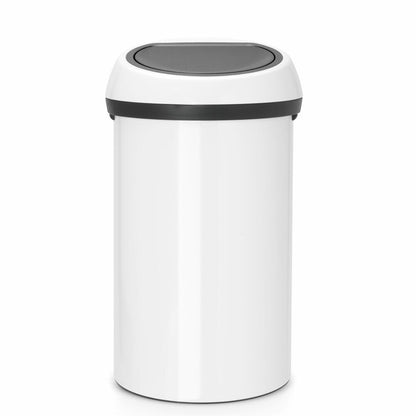 Brabantia Mülleimer Touch Bin, Abfalleimer, Müllbehälter, Abfallbehälter, Stahl, White, 60 L, 108686