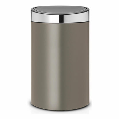 Brabantia Touch Bin, trash can, waste bin, waste container, Platinum, lid in Matt Steel, matt steel, 40 L, 114885