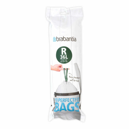 Brabantia PerfectFit bag, garbage bag, waste bag, garbage bag, garbage bag, garbage bag, 10 pieces per roll, 36 L, 115622