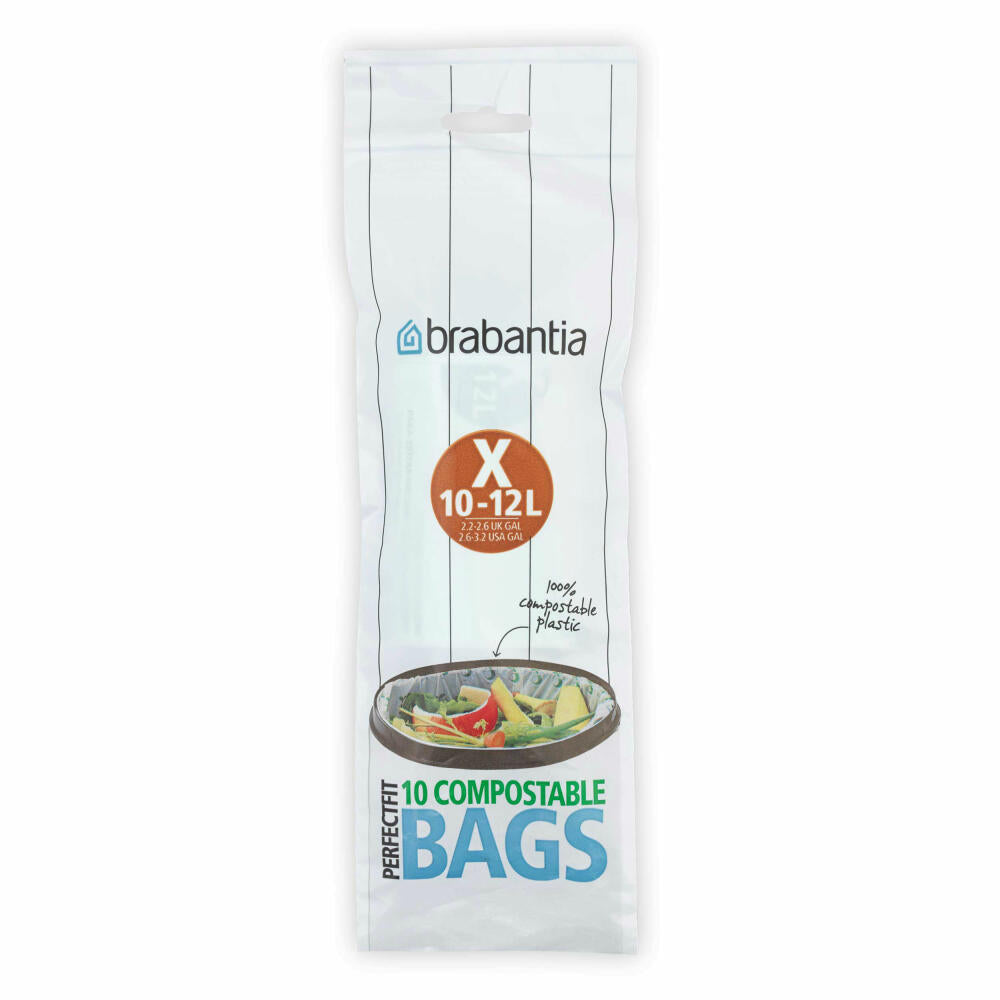 Brabantia PerfectFit bag, garbage bag, waste bag, garbage bag, garbage bag, garbage bag, 10 pieces per roll, 10-12 L, 118685