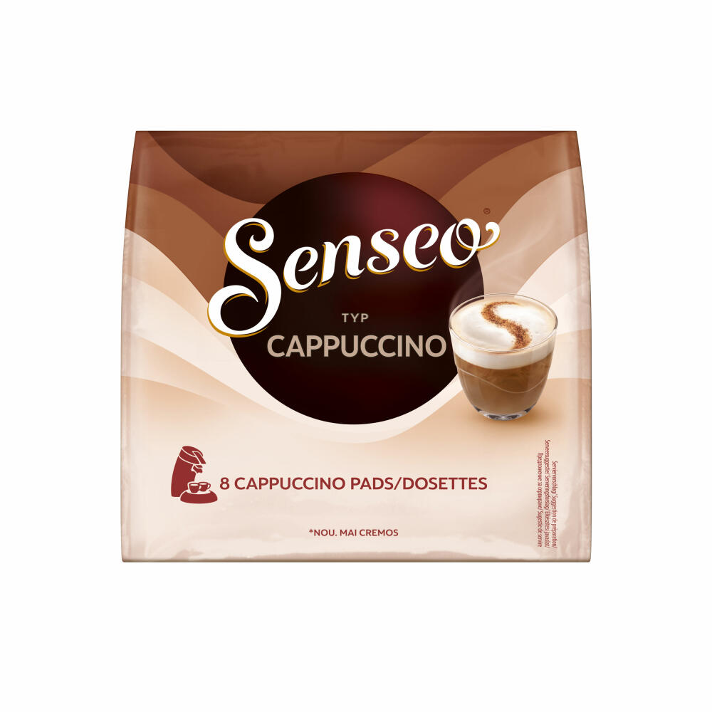 Senseo coffee pads cappuccino, milk foam classic, coffee, new recipe, 8 pads