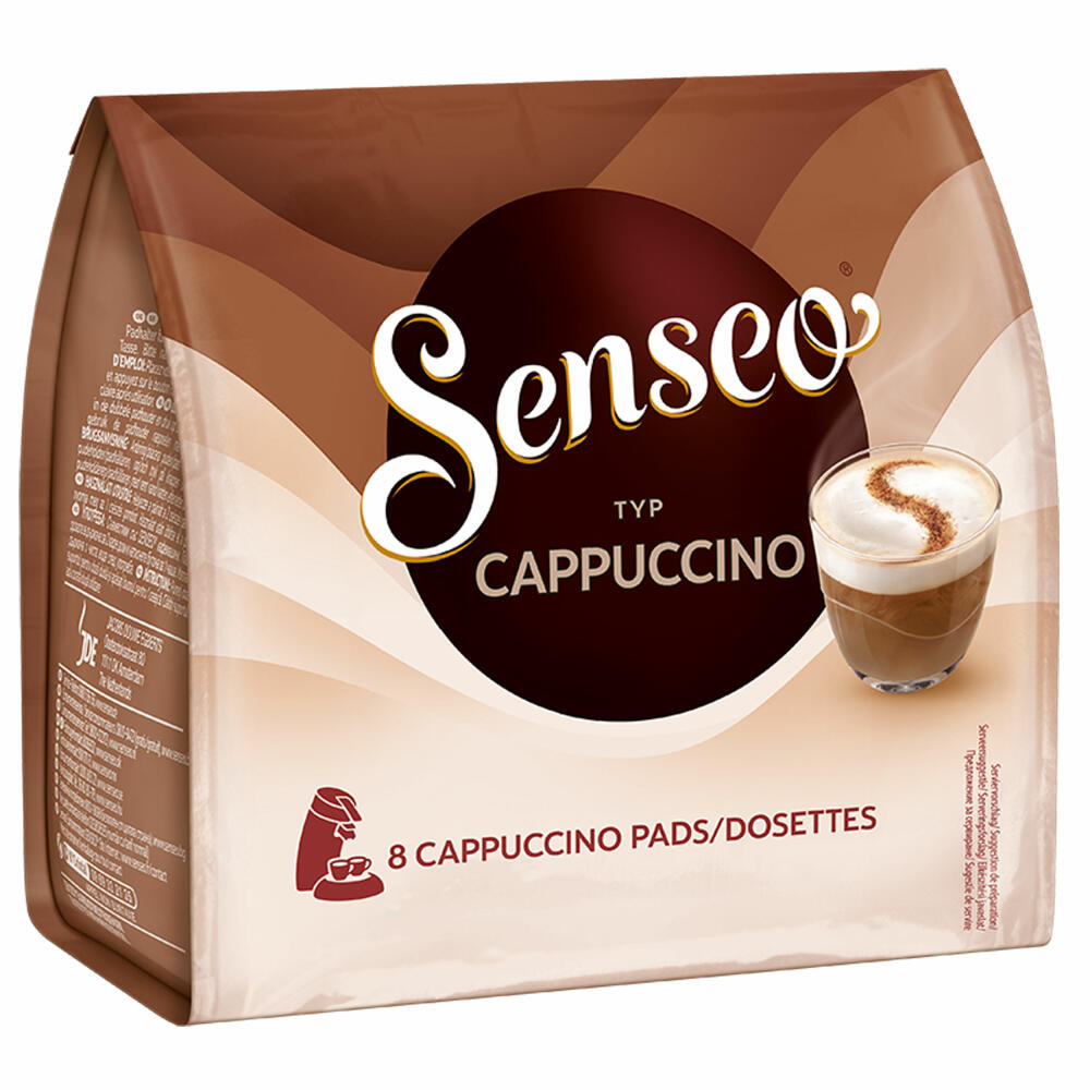 Senseo coffee pads cappuccino, milk foam classic, coffee, new recipe, 8 pads