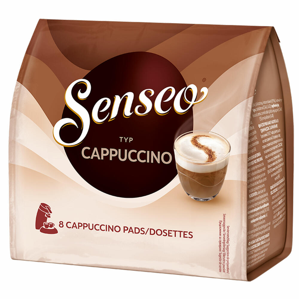 Senseo coffee pads cappuccino, milk foam classic, coffee, new recipe, 8 pads