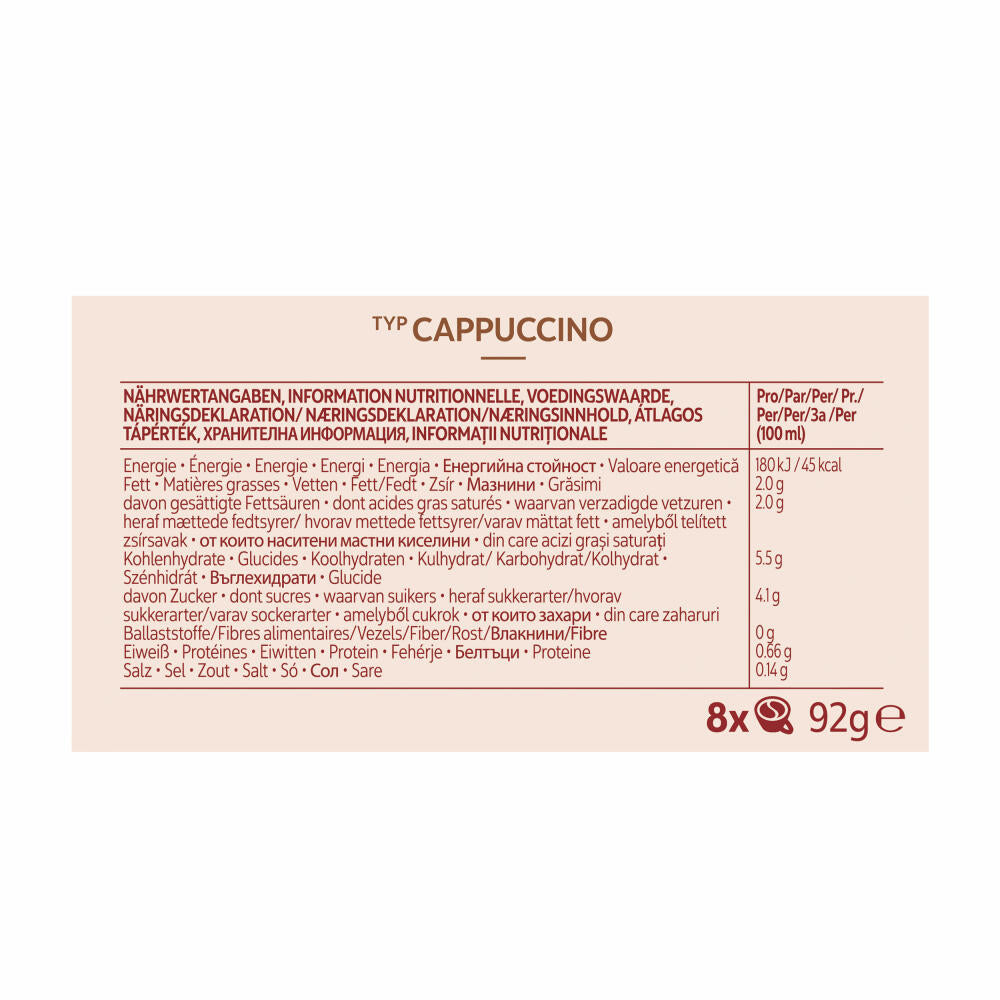 Senseo coffee pads cappuccino, milk foam classic, coffee, new recipe, 8 pads