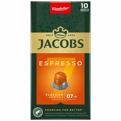 Jacobs Espresso 7 Classico, Kaffeekapseln, Nespresso Kompatibel, Kaffee, 10 Kapseln, á 5.2 g