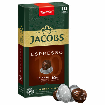 Jacobs Espresso 10 Intenso, Kaffeekapseln, Nespresso Kompatibel, Kaffee, 10 Kapseln, á 5.2 g