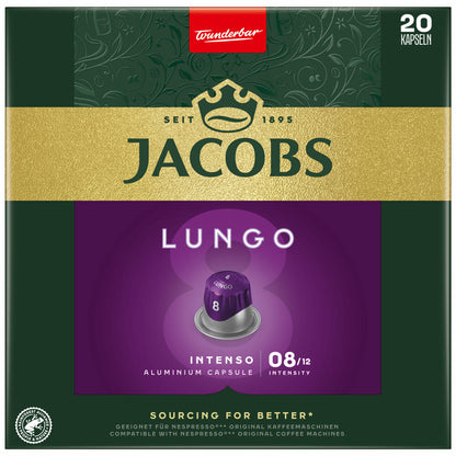 Jacobs Lungo 8 Intenso, Kaffeekapseln, Nespresso Kompatibel, Kaffee, 20 Kapseln, á 5.2 g