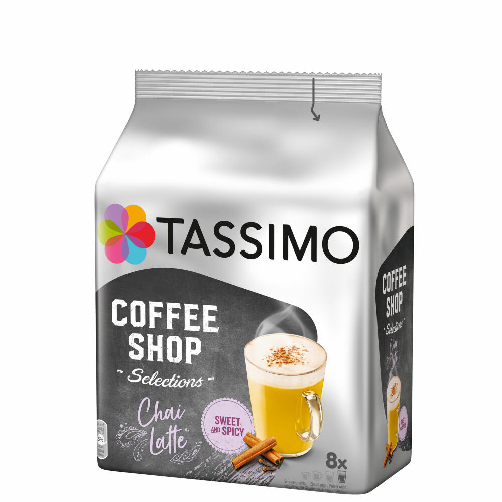 Tassimo Chai Latte, Coffee Shop Selections, Chai Tea, Hot Drink, 188 g, 8 T-Discs / Portions