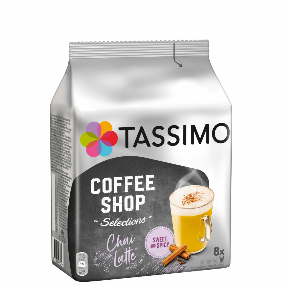 Tassimo Chai Latte, Coffee Shop Selections, Chai Tea, Hot Drink, 188 g, 8 T-Discs / Portions