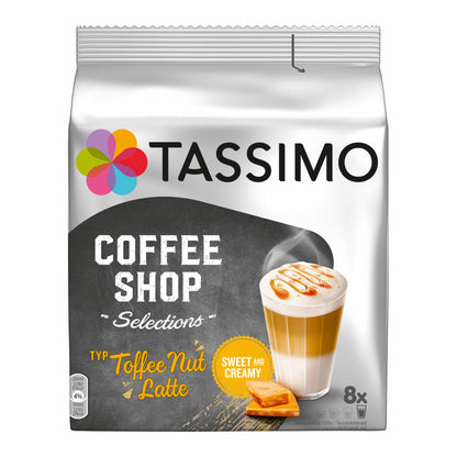 Tassimo Toffee Nut Latte, Coffee Shop Selections, Karamell-Geschmack, 268 g, 16 T-Discs / 8 Portionen