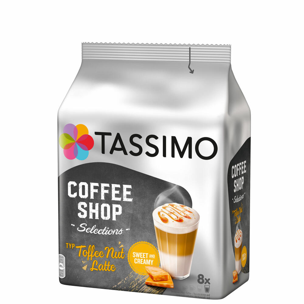 Tassimo Toffee Nut Latte, Coffee Shop Selections, Karamell-Geschmack, 268 g, 16 T-Discs / 8 Portionen