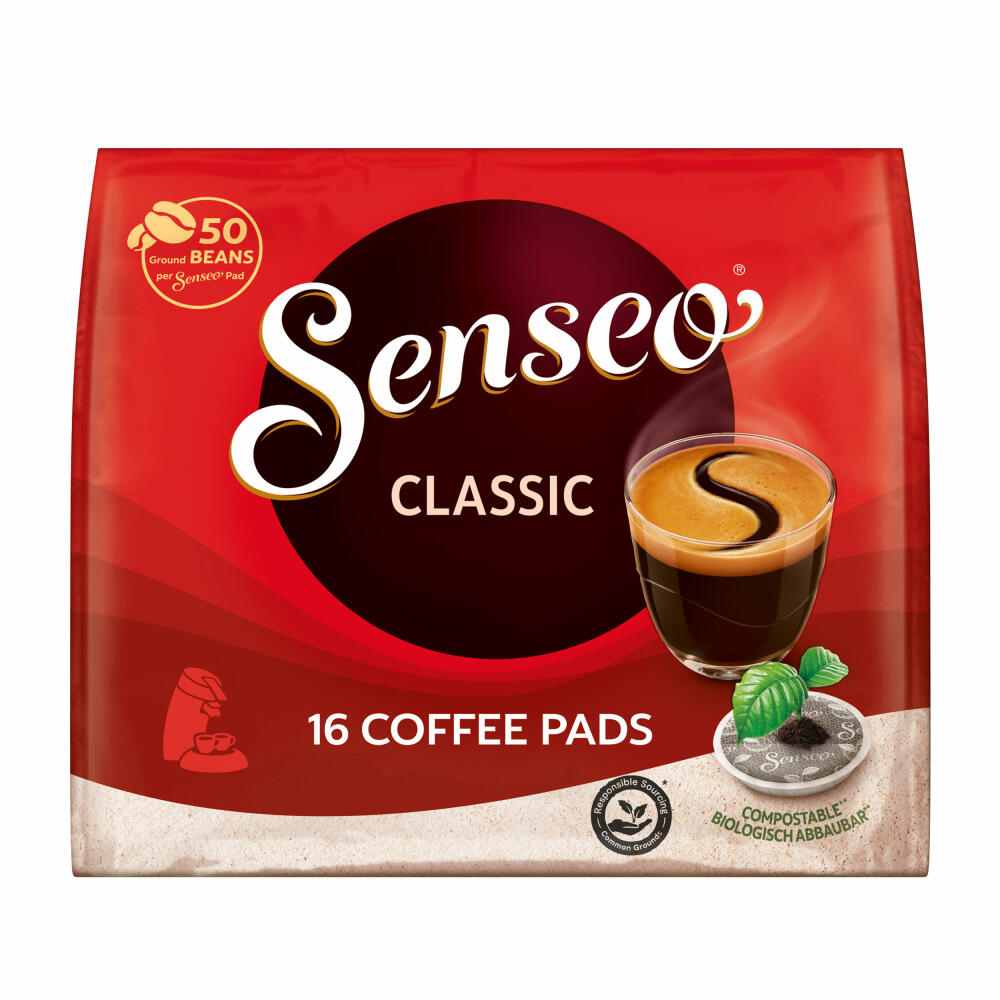 Senseo Kaffeepads Klassisch / Classic, Intensiver & Vollmundiger Geschmack, Kaffee, 16 Pads