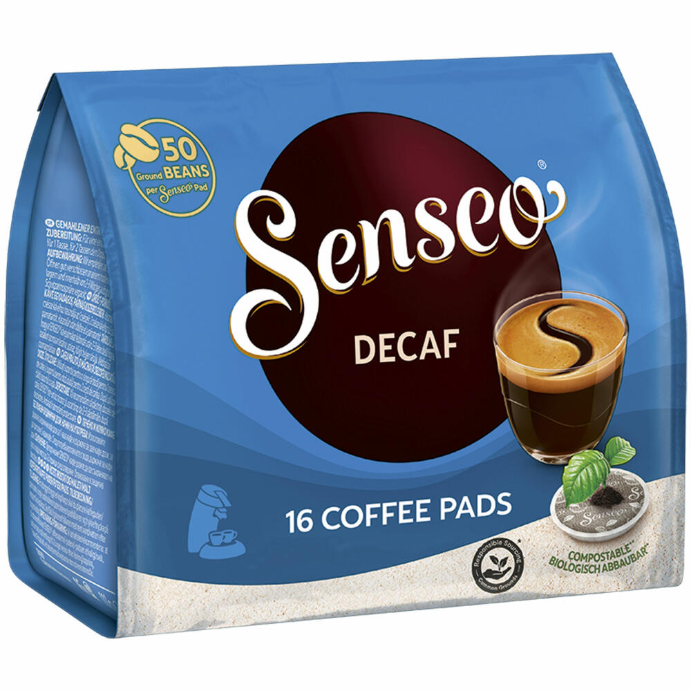 Senseo Coffee Pads Decaffeinated / Decaf, Rich Aroma, Intense &amp; Balanced, Coffee, New Design, 16 Pads