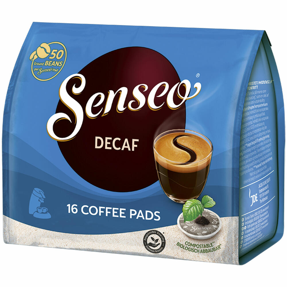 Senseo Coffee Pads Decaffeinated / Decaf, Rich Aroma, Intense &amp; Balanced, Coffee, New Design, 16 Pads
