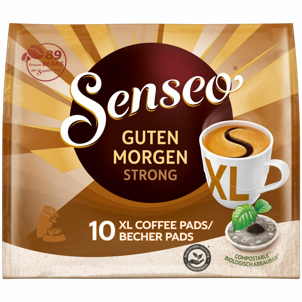 Senseo Kaffeepads Guten Morgen Strong XL, Stark & Intensiv, 10 Kaffee Pads, 125 g