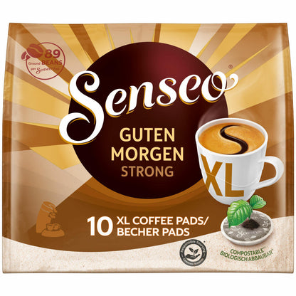 Senseo Kaffeepads Guten Morgen Strong XL, Stark & Intensiv, 10 Kaffee Pads, 125 g