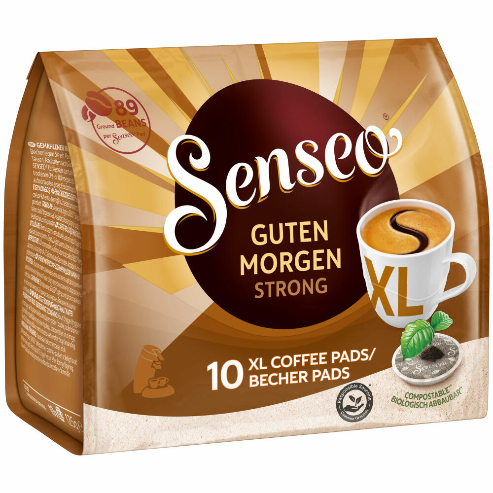 Senseo Kaffeepads Guten Morgen Strong XL, Stark & Intensiv, 10 Kaffee Pads, 125 g