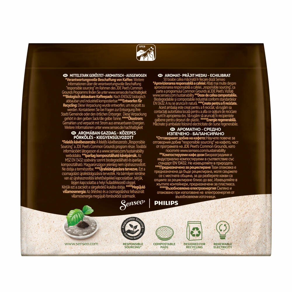 Senseo Caffe Crema, Kaffeepads, Aromatisch und Vollmundig, Röstkaffee, Kaffee, 16 Pads