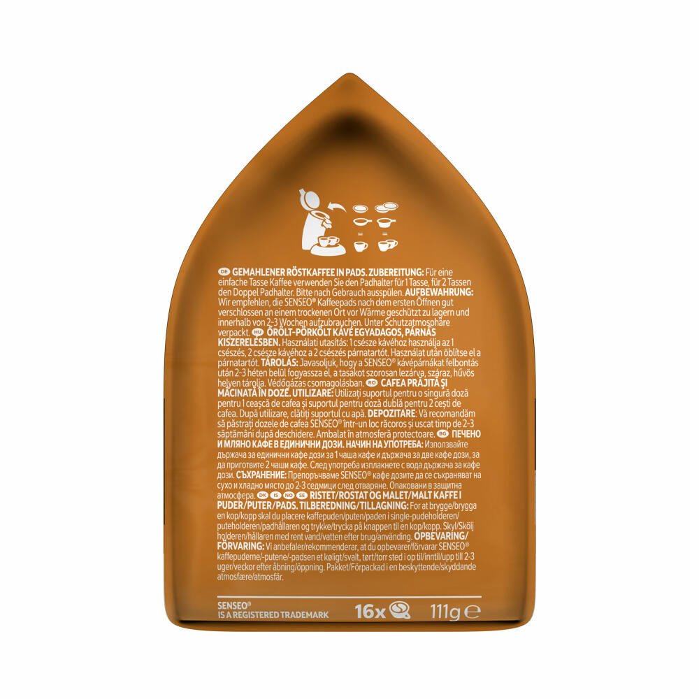 Senseo Caffe Crema, Kaffeepads, Aromatisch und Vollmundig, Röstkaffee, Kaffee, 16 Pads