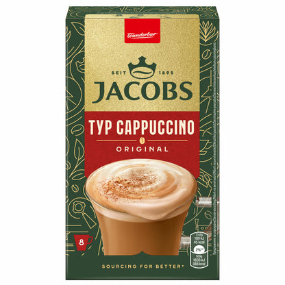 Jacobs Instant Cappuccino, coffee sticks, cappuccino sticks, soluble coffee, 8 sticks / 8 servings, 4090076