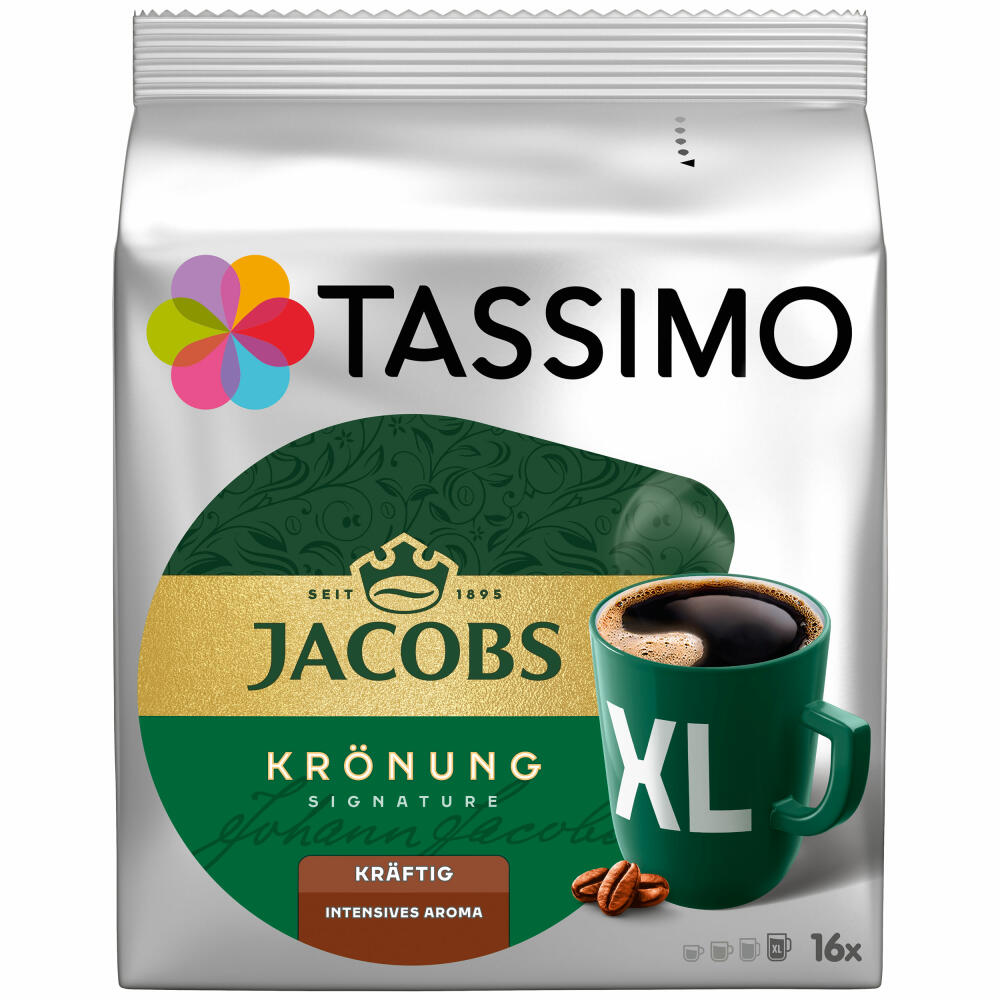 Tassimo Jacobs Krönung XL Kräftig, Kaffee, Kaffeekapsel, gemahlener Röstkaffee, 16 T-Discs