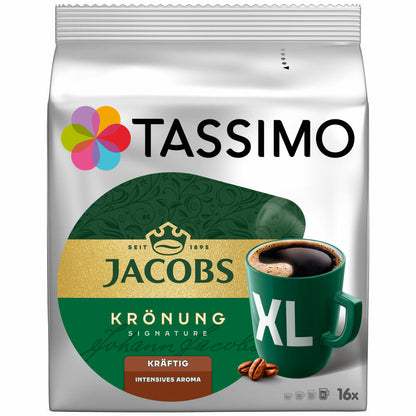 Tassimo Jacobs Krönung XL Kräftig, Kaffee, Kaffeekapsel, gemahlener Röstkaffee, 16 T-Discs