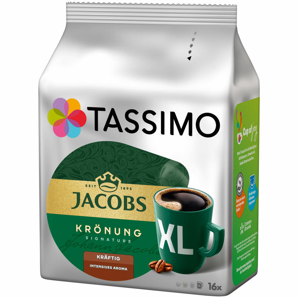 Tassimo Jacobs Krönung XL Kräftig, Kaffee, Kaffeekapsel, gemahlener Röstkaffee, 16 T-Discs