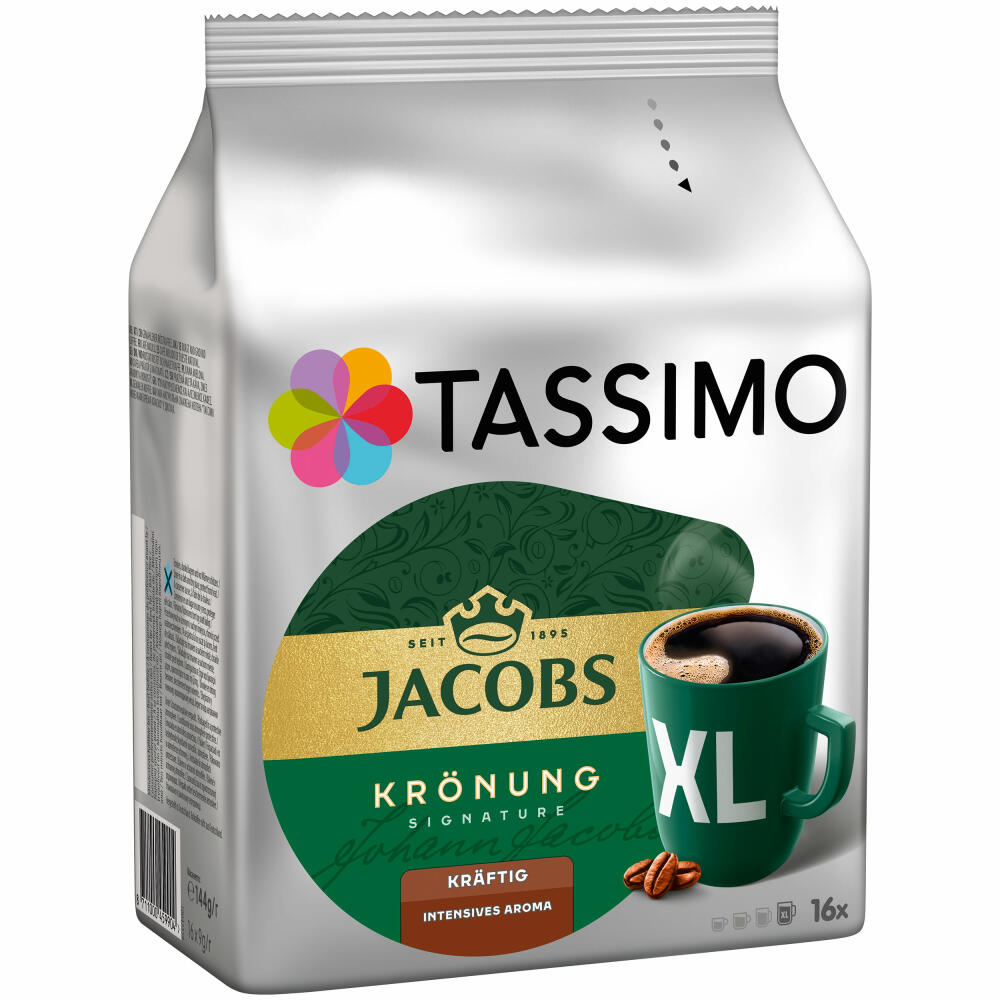 Tassimo Jacobs Krönung XL Kräftig, Kaffee, Kaffeekapsel, gemahlener Röstkaffee, 16 T-Discs
