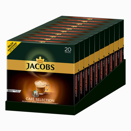 Jacobs Café Selection, 10er Pack, Kaffeekapseln, Nespresso Kompatibel, Kaffee, 10 x 20 Kapseln á 5.2 g