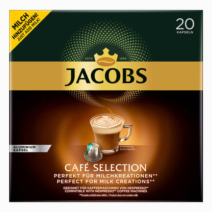 Jacobs Café Selection, 10er Pack, Kaffeekapseln, Nespresso Kompatibel, Kaffee, 10 x 20 Kapseln á 5.2 g