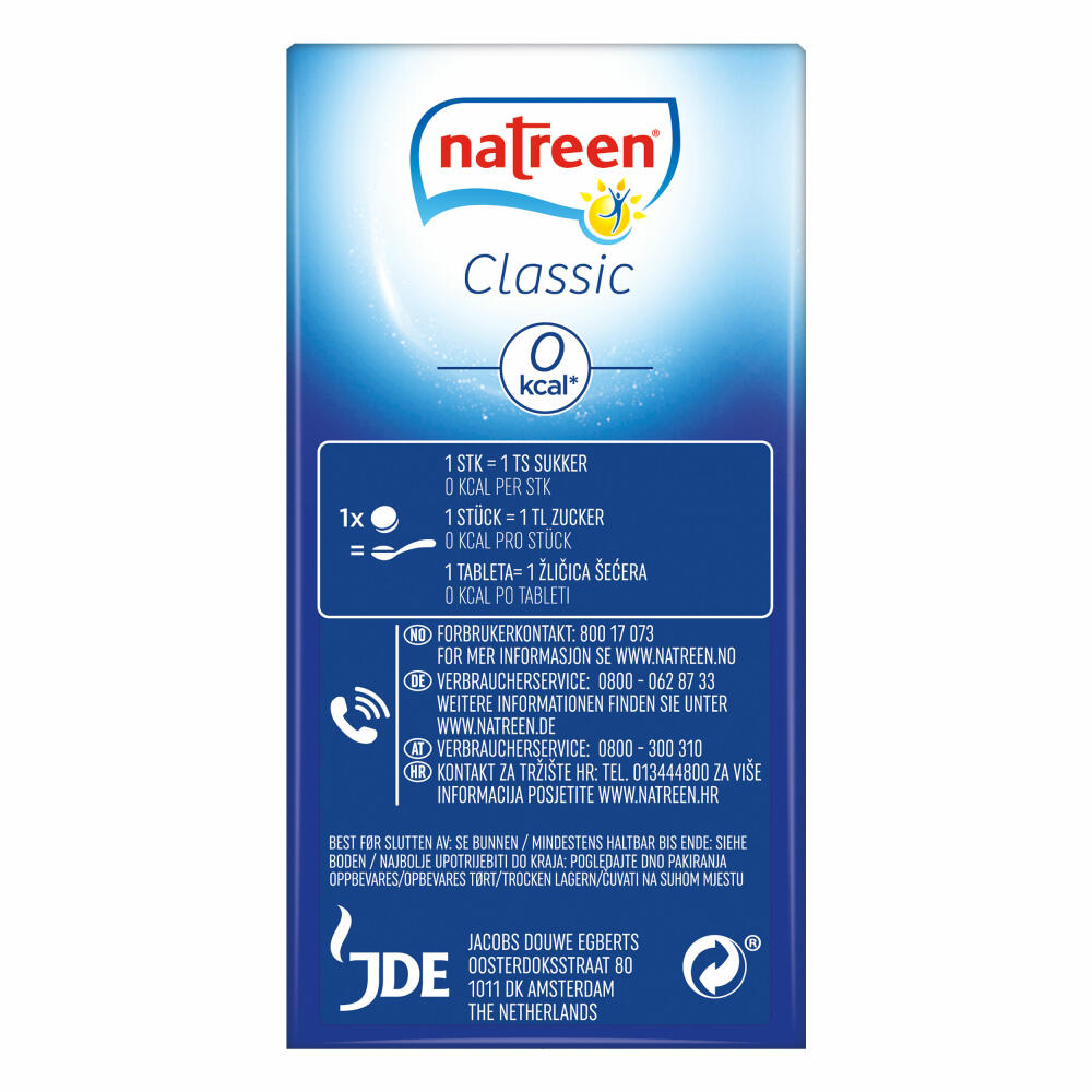 Natreen Classic Tischspender, Süßstoff, Zuckerersatz, kalorienfreies Süßungsmittel, zuckerfrei Alternative, 500 Stück, 4060492